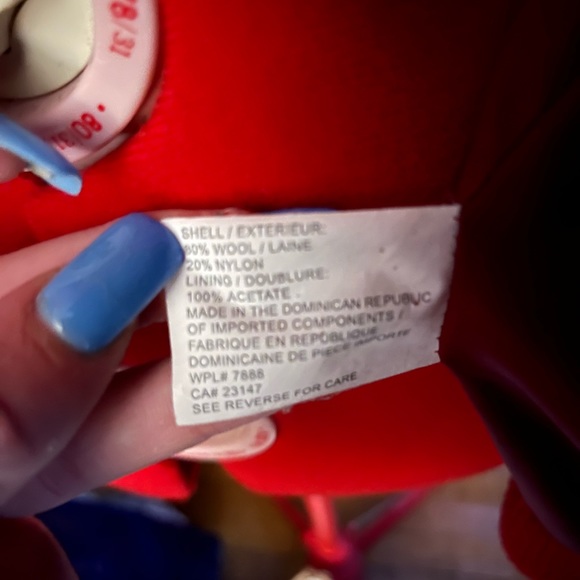 Talbots | Size 10 Red Wool Toggle Buttons Full Zip Coat Mock Neck With Pockets - Picture 6 of 8